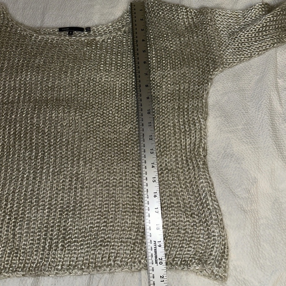 Vince Mohair & Silver Metallic Boat Neck Elegant Loose Open Knit Sweater S - Picture 5 of 6